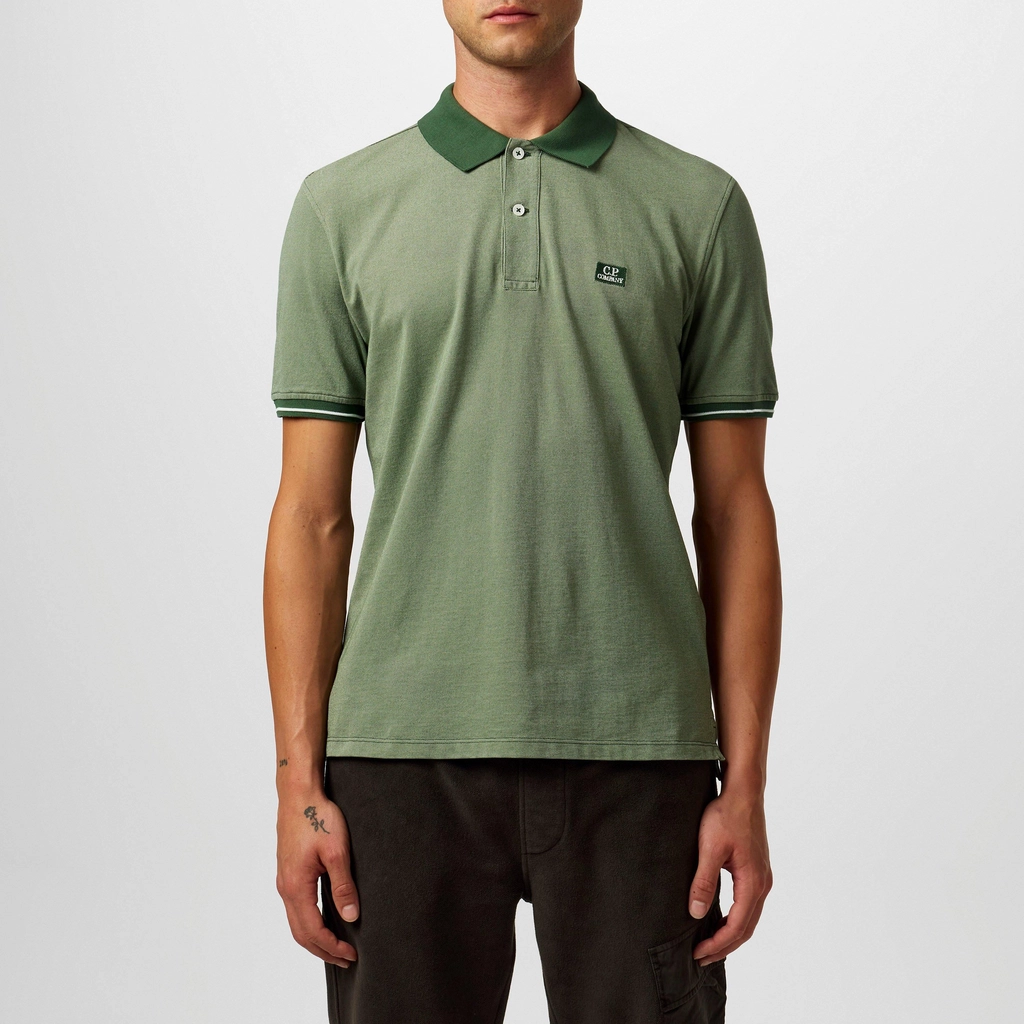 CP Company Tacting Short Sleeve Polo Top - Duck Grn 649